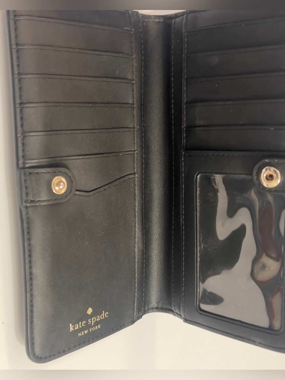 Kate Spade Bifold Wallet black multi herringbone floral pattern - Picture 10 of 16